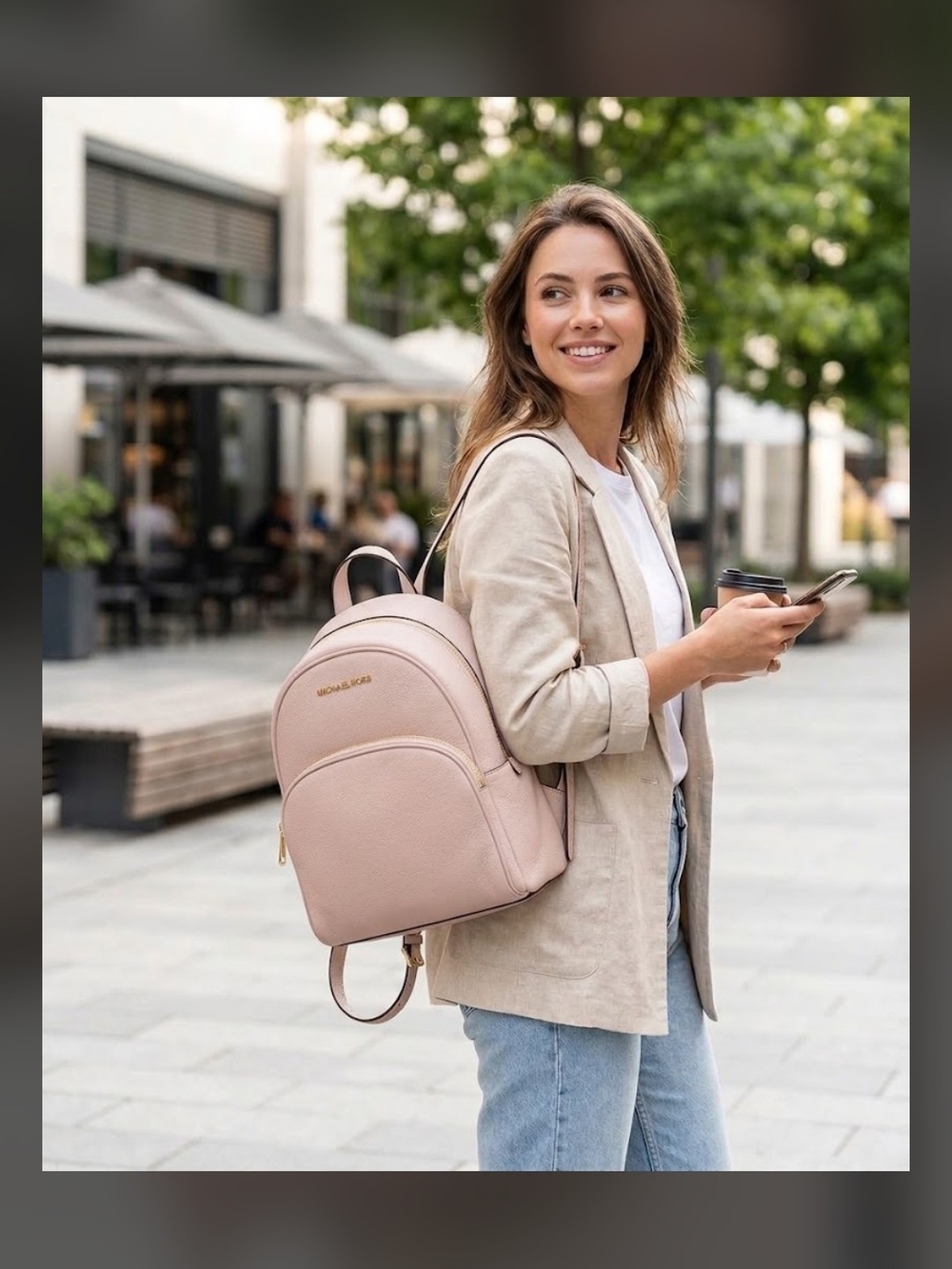Michael Kors Blush Pink Peebled Leather Backpack NWT